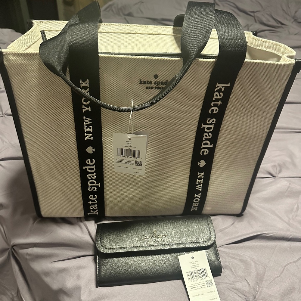 Authentic Kate Spade large tote bag and wallet combo